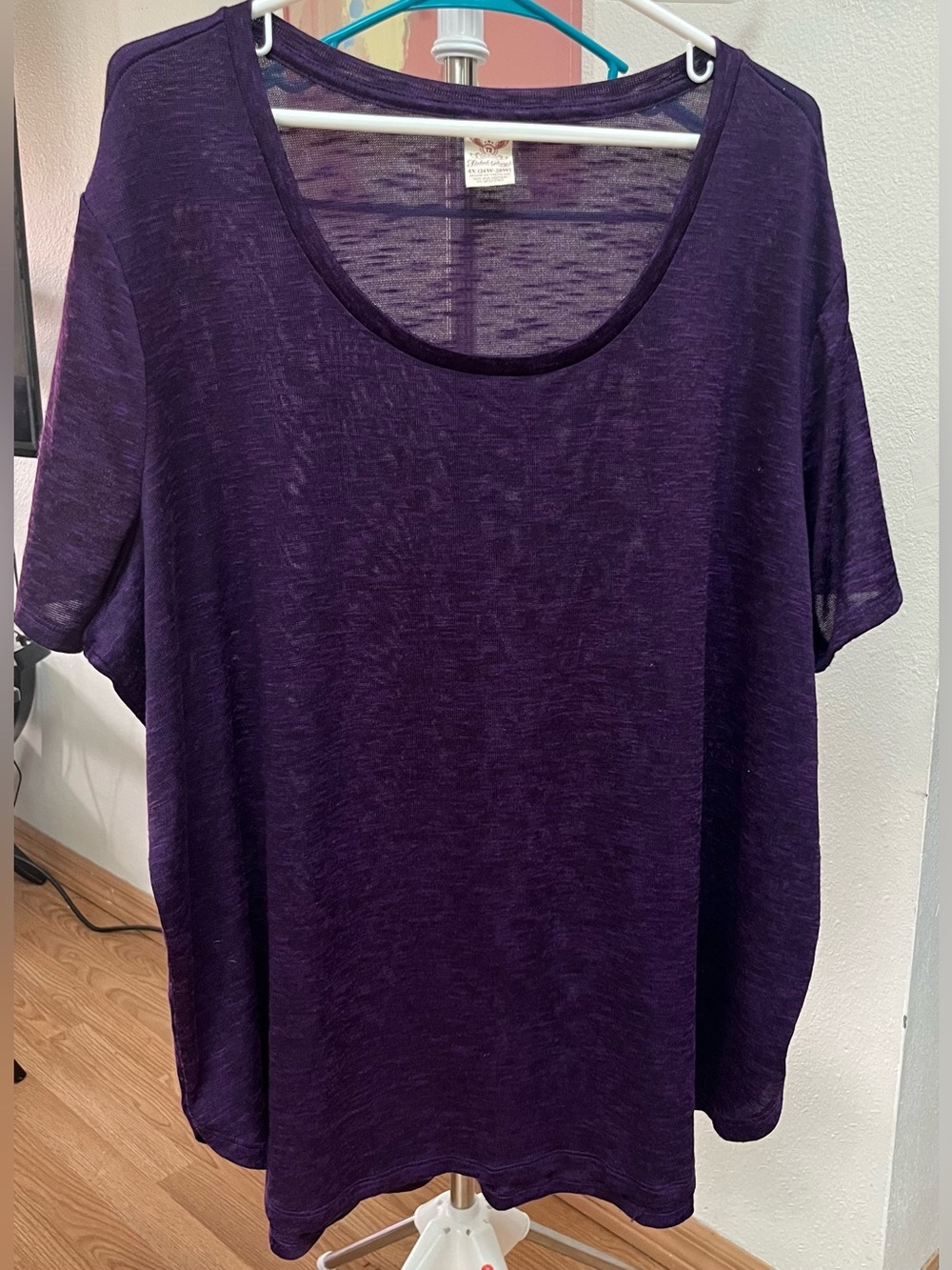 Faded Glory Scoop Neck Short Sleeve Top - Purple
